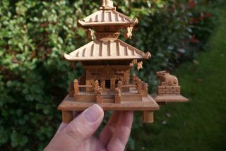 Vintage Carved Wooden Temple Oriental Chinese Architecture Pagoda Fine Detail 5