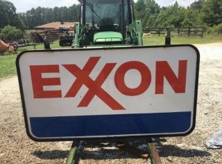 Vintage Large 84” X 46” Exxon Gas Station Sign All Frame/sign/hangers