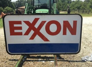 Vintage Large 84” X 46” EXXON Gas Station Sign All Frame/Sign/Hangers 2