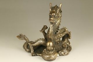 Big Chinese Old Bronze Hand Casting Dragon Statue Figure Collectable