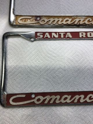 Santa Rosa California Comanche Chevrolet Vintage License Plate Frame Match Pair 7