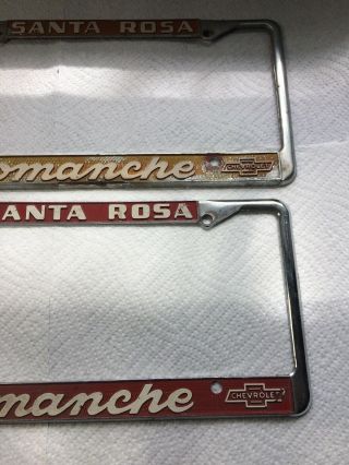 Santa Rosa California Comanche Chevrolet Vintage License Plate Frame Match Pair 8