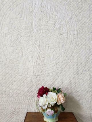 Exquisite Heirloom Antique Dated 1931 Off White Bridal QUILT 72x70 3