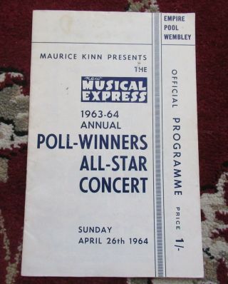 Beatles Rolling Stones Rare Vintage 1964 Uk Nme All Star Concert Program