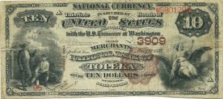 1882 $10 Brown Back National Bank Note Topeka,  Kansas Lovely & Rare Note