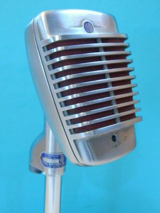 Vintage 1950s Shure 51 Dynamic Microphone And Desk Stand Old Antique Usa
