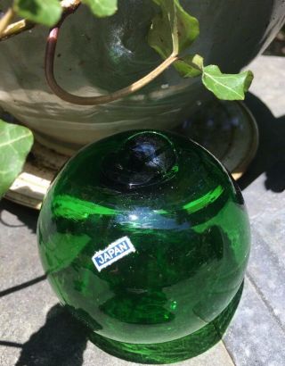 Japanese Glass Fishing Float,  3 " Diameter,  Green