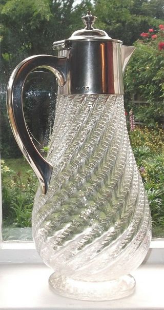 Antique Hukin & Heath Silver Plated Glass Claret Jug C.  1890