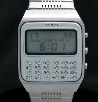 1970s Seiko Digital Lcd Calculator Watch C153 - 5011 Retro Vtg 1977 Rare Silver Ss