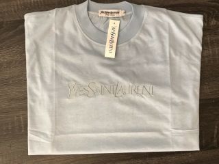 Vintage Yves Saint Laurent T Shirt Mens Large With Tags Ysl 90s Embroidered