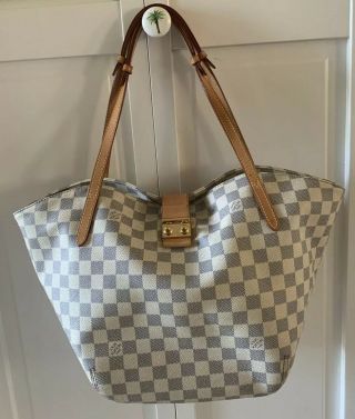 Auth Louis Vuitton Salina Pm Shoulder Tote Bag N41208 Damier Azur Vintage