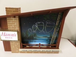 Vintage Electric Incandescent Hamm ' s Beer Starry Skies Lighted Bar Sign 3