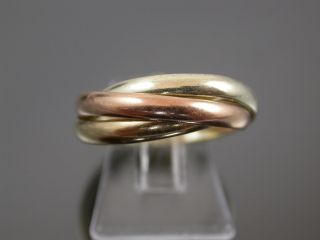 Vintage 9ct Three Colour Gold Russian Wedding Band Ring 1988