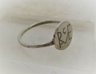 Old Silver Ring With Monograms On Bezel