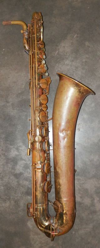 Vintage 1949 The Buescher Aristocrat Big B Bari Sax Baritone Saxophone