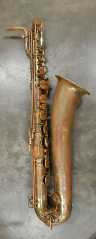 Vintage 1949 The Buescher Aristocrat Big B Bari Sax Baritone Saxophone 2