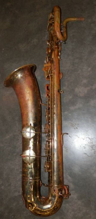 Vintage 1949 The Buescher Aristocrat Big B Bari Sax Baritone Saxophone 4