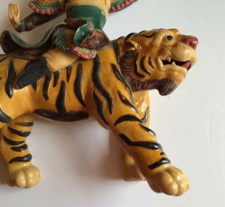Antique Chinese Roof Tile 19th/20th Century Warrior Riding On A Tiger 3