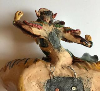 Antique Chinese Roof Tile 19th/20th Century Warrior Riding On A Tiger 7