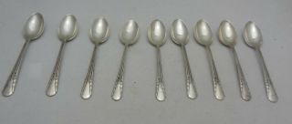 9 International Sterling Silver demitasse Baby spoons 4 - 1/8 inch spoon Pat 1929 2
