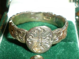 Antique Georgian 15ct Gold Monastic Ring Size Q And 1/2