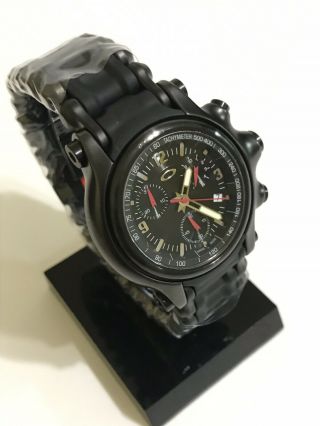 Oakley Hole Shot Watch Black Dial With Black Metal/rubber Band (very Rare Watch)