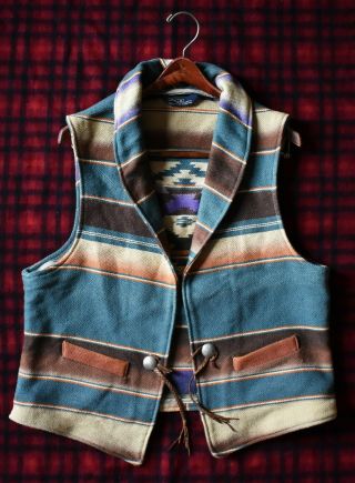Vintage Polo Ralph Lauren Native American Chimayo Vest Size L Usa Made Rrl Aztec