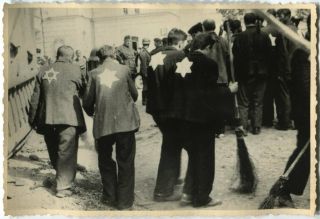 Wwii Photo From Russian Archive: Warsaw Ghetto Scene - Men With Brooms