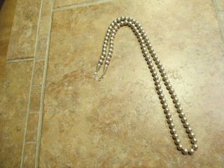 29 " Extra Fine Vintage Navajo Sterling Silver Unstamped Pearls Bead Necklace