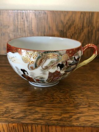 Antique Japanese Eggshell Porcelain Tea Cups - very fine hand - painted Signed 5