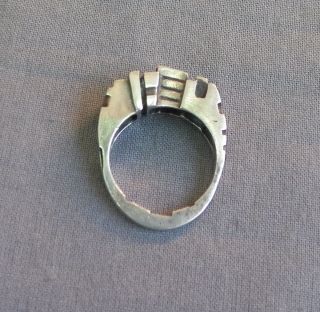 Vintage Sterling Silver Signed Modernist In Architectural Style Unisex Ring