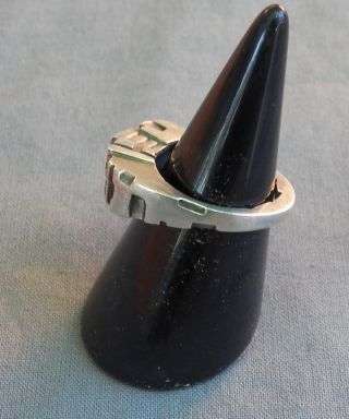 Vintage Sterling Silver Signed Modernist in Architectural Style Unisex Ring 5
