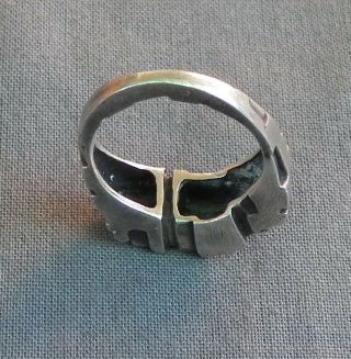 Vintage Sterling Silver Signed Modernist in Architectural Style Unisex Ring 7