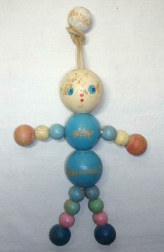 Vintage Tom Tinker Wooden Bead Block Doll Crib Toy Tinkers Co.  Evanston Il (2)