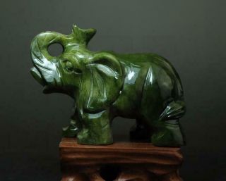 China Old Hand - Made South Natural Jade Water Absorption Elephant Statue 02 B02