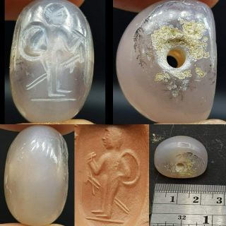 Ancient Rare Unique Chalcedony Agate Stone Seal Stone Bead 25
