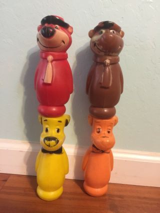 Yogi Bear Huckleberry Hound Set Of 4 Bowling Pins 1960 