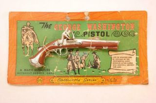 Vintage Marx George Washington Pistol Toy Gun On Card 4 1/2 "
