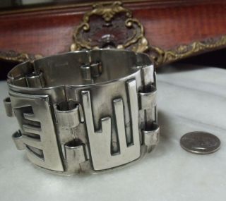 Art Deco Vintage Sterling Silver Native American Very Heavy Bracelet