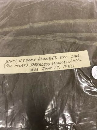 WW2 US Army Blanket Wool With Tag 1940 2