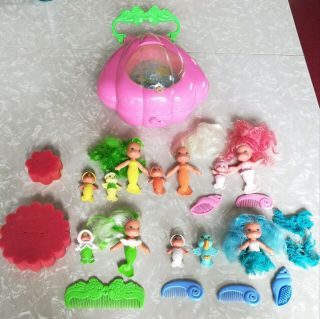 Vintage Kenner Sea Wees Carry Case 5 Dolls Babies Pets Lily Pads 1979 1980