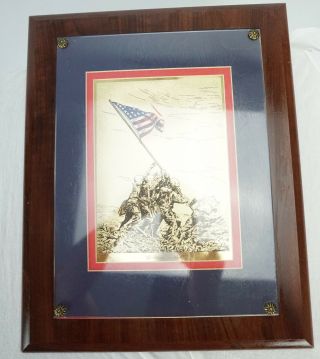 Vintage Gold Print Iwo Jima Wwii Raising Flag