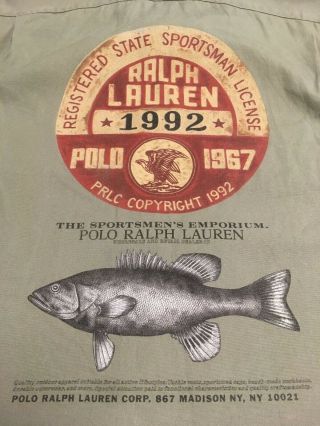 Vtg 1992 Polo Ralph Lauren Sportsman Button Shirt Bass Fish Country Sport Rrl Xl