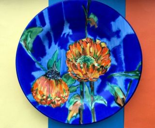 Rare Art Deco Clarice Cliff Bizarre Range Blue " Marigold " 17 Cm Tea Plate.