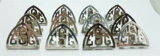 Vintage Set 12 1920s/1930s Sterling Silver Place Card Holders Monogram Esg