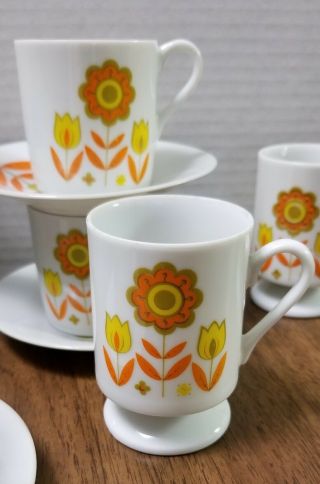 Vintage Japan child tea set - retro - orange flowers 4