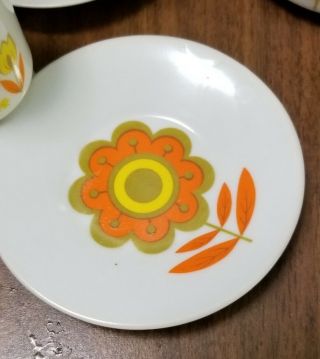 Vintage Japan child tea set - retro - orange flowers 5