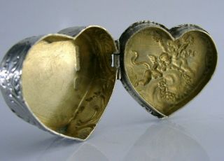 Sterling Silver Love Heart Cherub Box 1897 Antique 