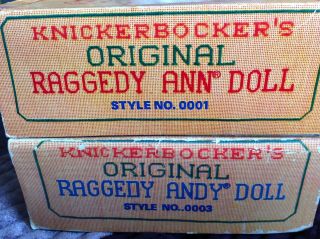 Raggedy Ann and Andy dolls.  Knickerbockers Dolls. 11