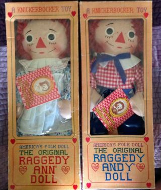 Raggedy Ann and Andy dolls.  Knickerbockers Dolls. 2